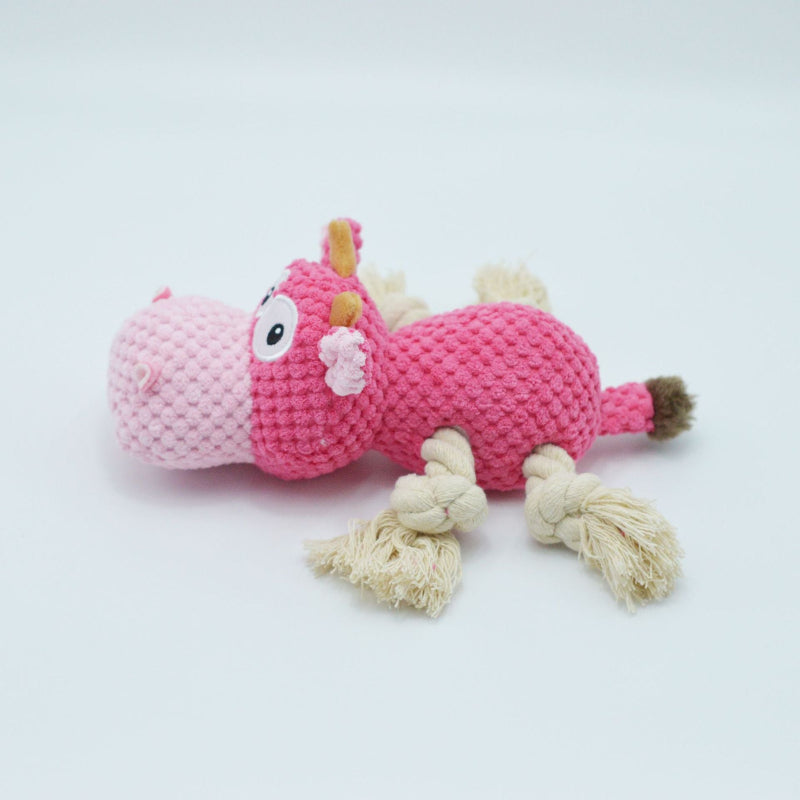 Pet Hush Cow Print Squeaky Plush Toy – Soft Play Toy for Dogs