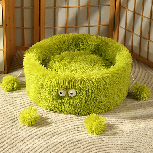 Pet Hush Cute Monster Eye Round Cat & Dog Bed - Winter Warm Pet Nest
